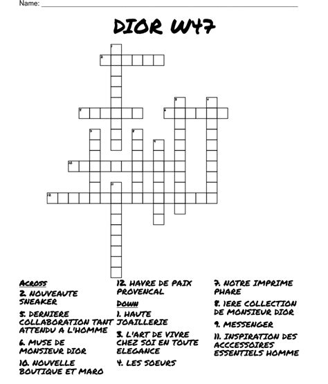 dior product crossword.